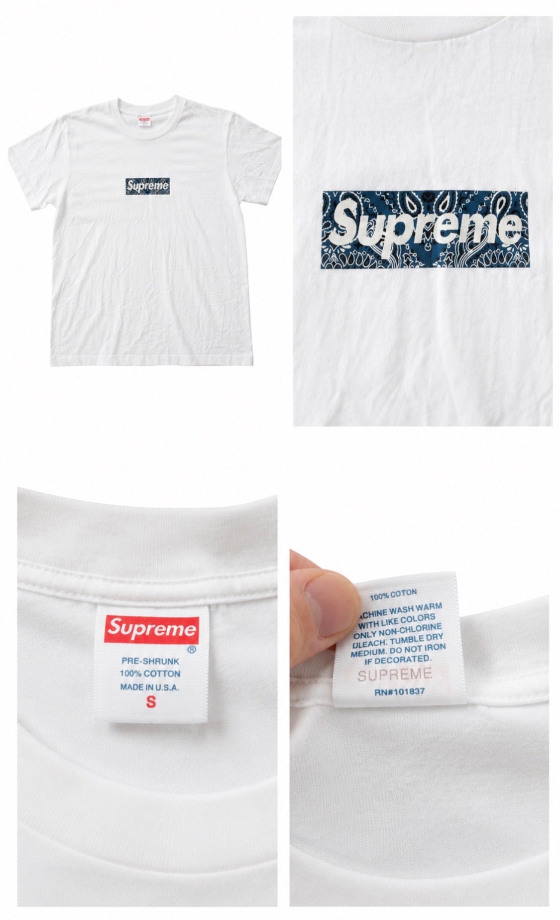 Supreme T-shirt Box Logo Blue Bandana